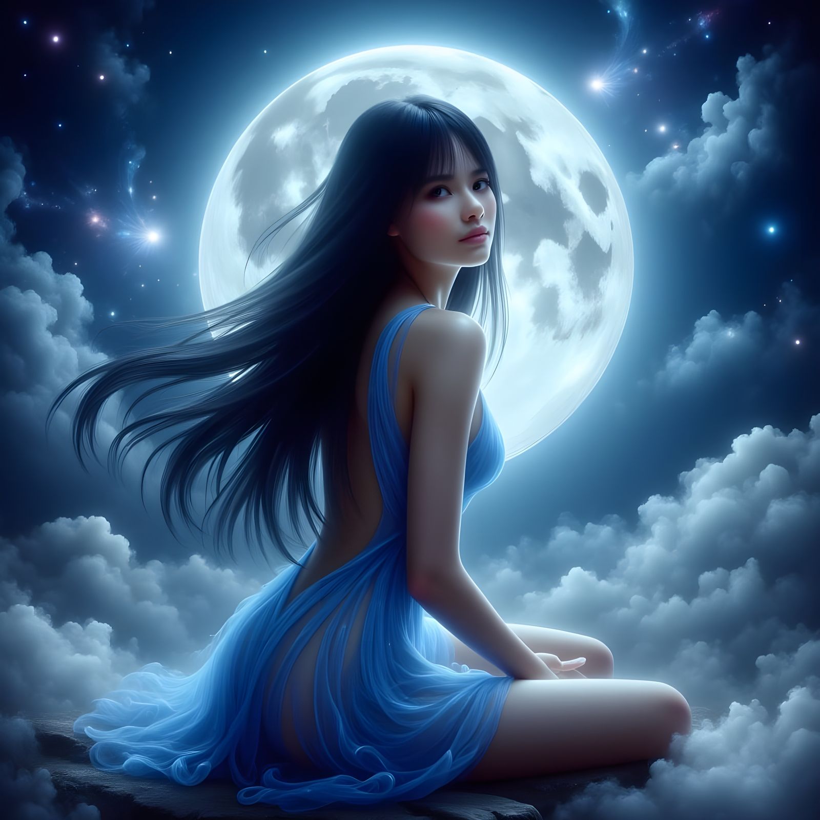 Norse Moon Goddess Bíl in Enchanted Moonlight
