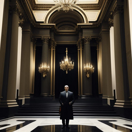 A Powerful Dictator in Dramatic, High-Ceilinged Hall