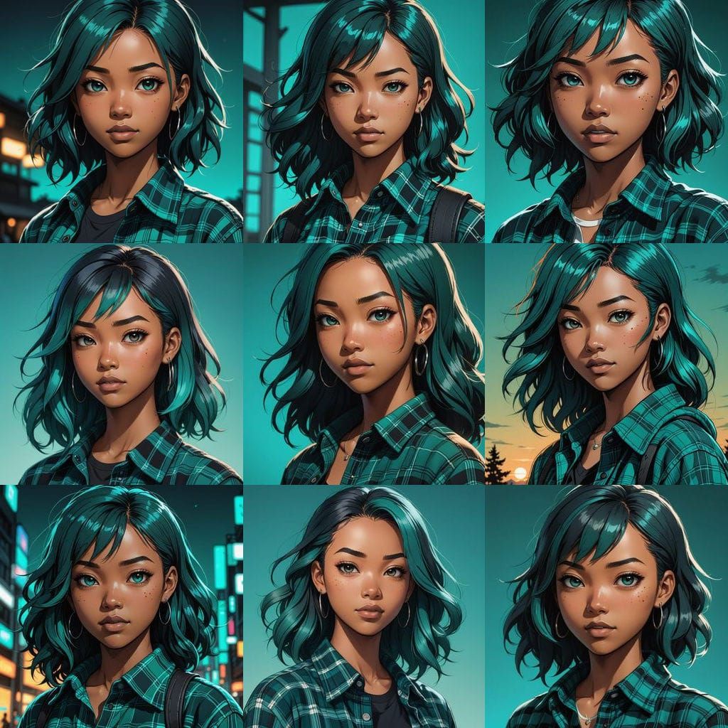 Beautiful Blasian Teenage Girl in Flannel Shirt