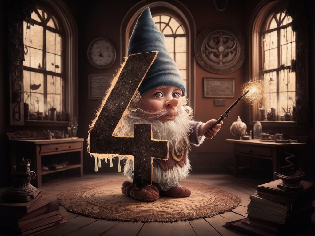 Gnome Sorceress Practicing Magic as Digital Art