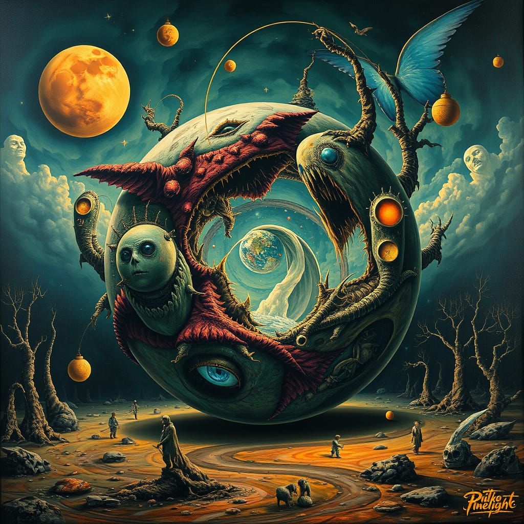 Surreal Twilight Sphere Painting