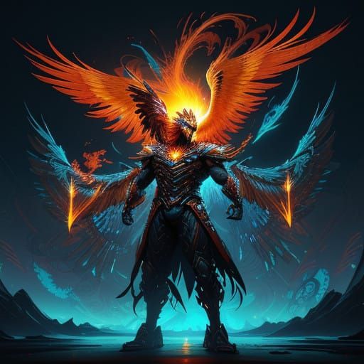 Fiery Avian Hybrid Born from Solar Essence