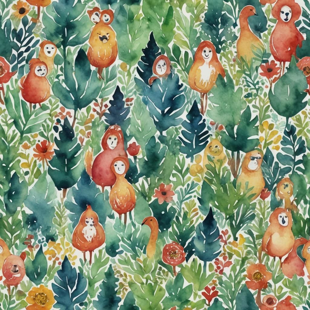 Watercolor Painting of a Loving Family