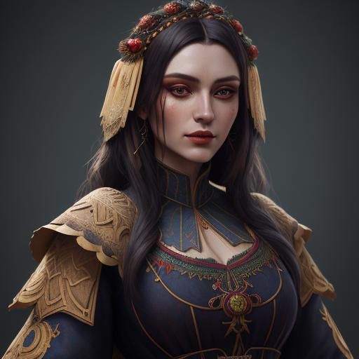 Girl in Romanian Dress: Fantasy Concept Art