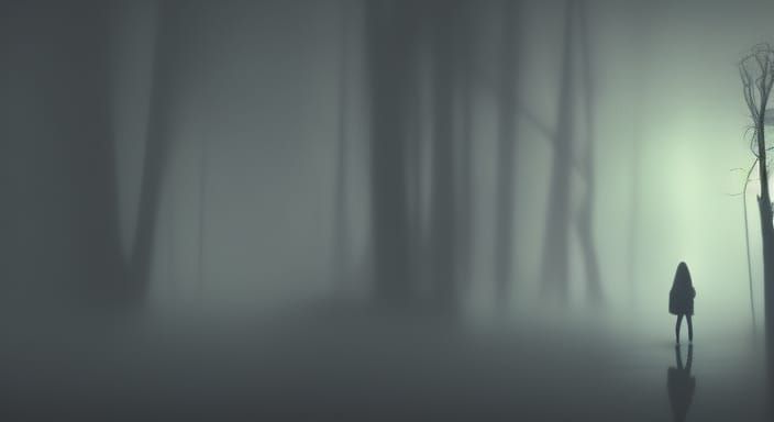 Ethereal Cat Ghost in Fog, Gothic Art