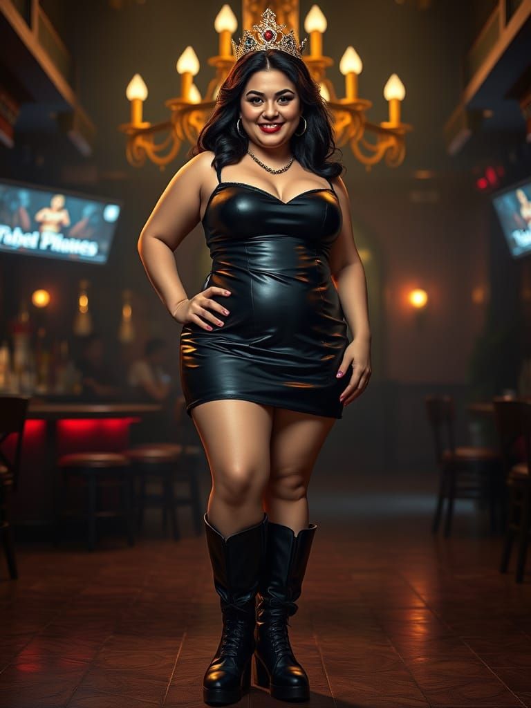 Sinister Snow White in a Club, Photorealistic Portrait