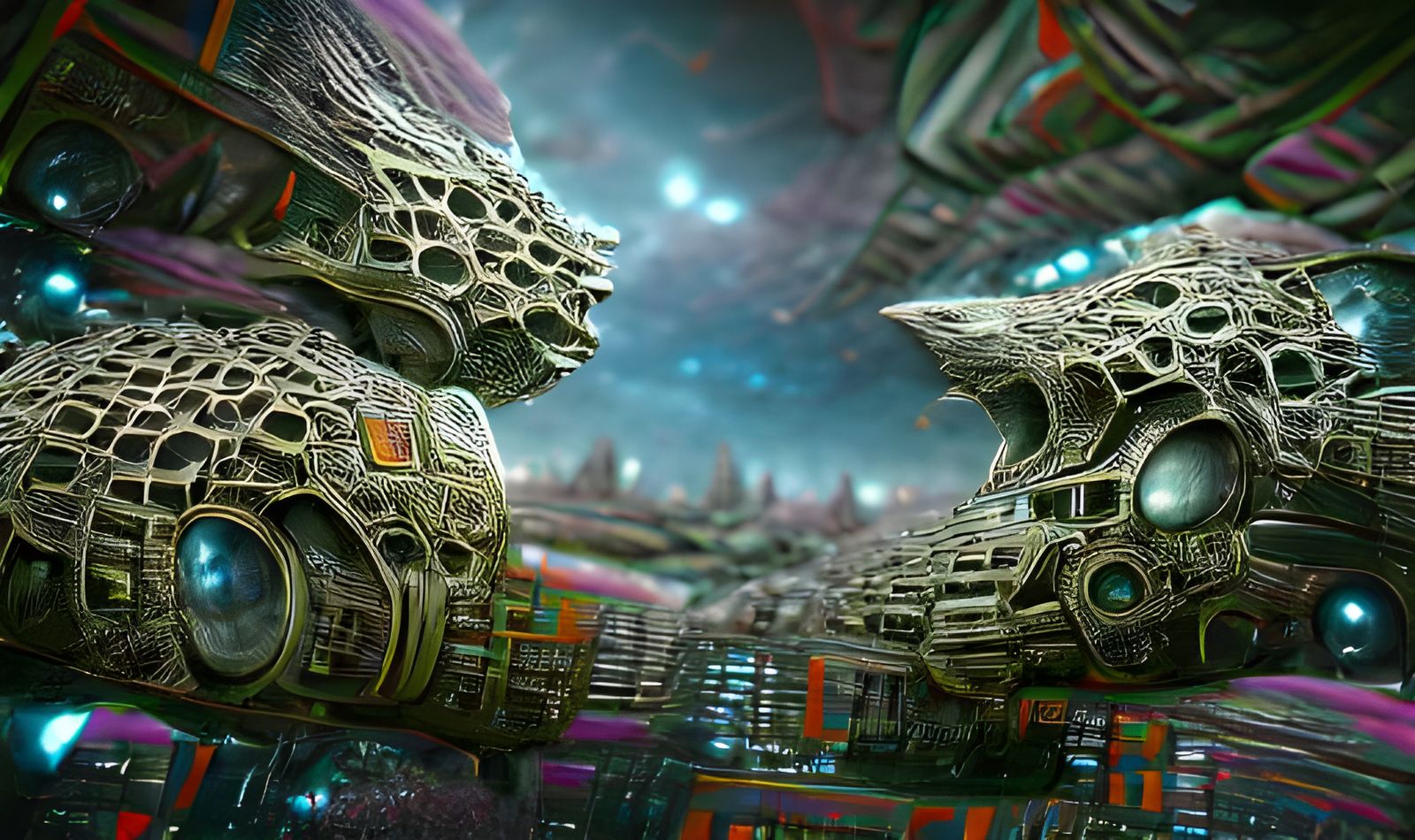 Cosmic Spaceship Flying to Distant Galaxies: Psychedelic Art