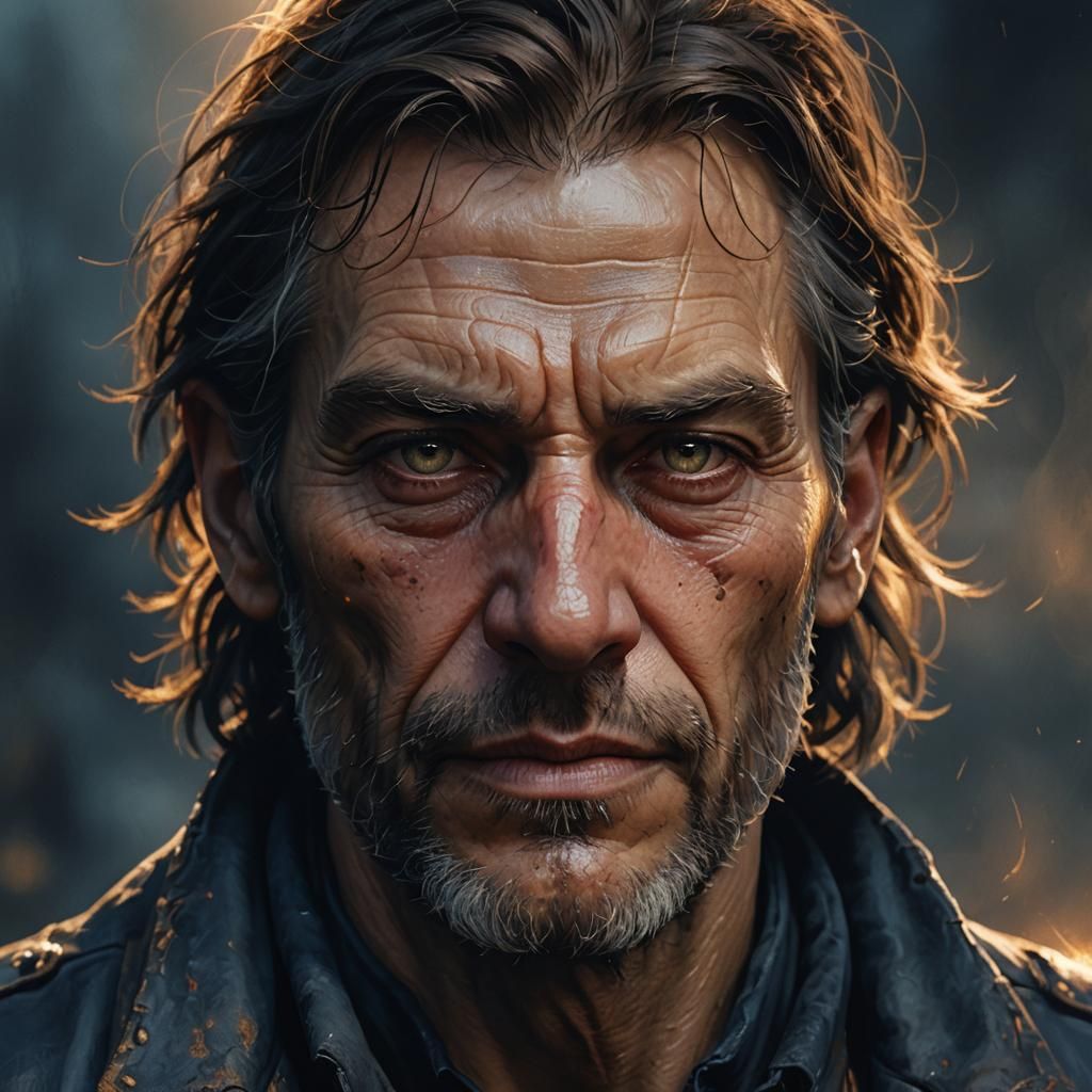 Detailed Portrait of a Haggard Noble in Digital Art