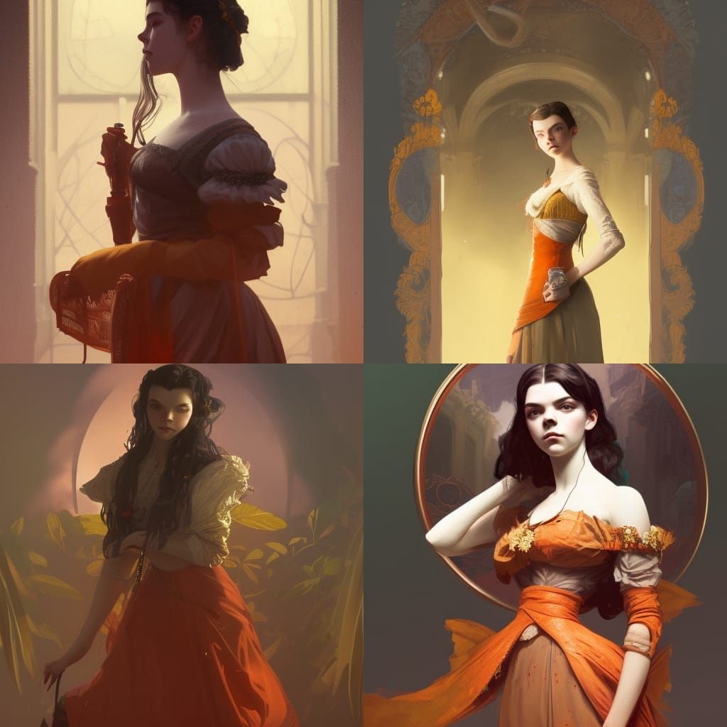 Anya Taylor Joy as Victorian Portrait, Art Nouveau Style