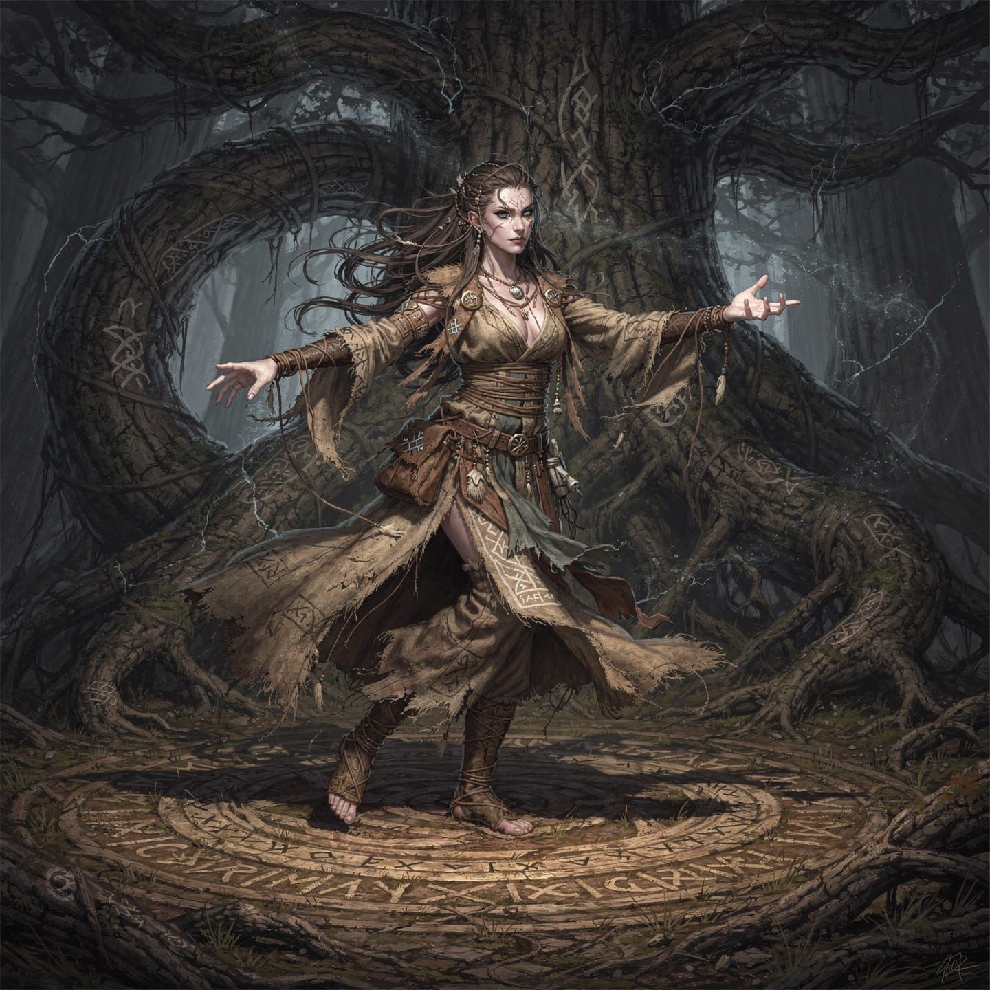 Angrboda, Norse Jötunn Witch Performing Ritual Dance