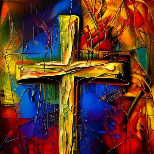 Abstract Cross in Expressionist Impasto Style