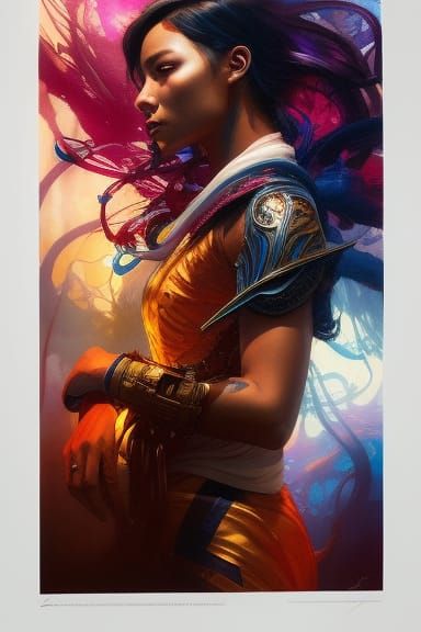 Basketball Girl in Fire, Ink Flow Masterpiece