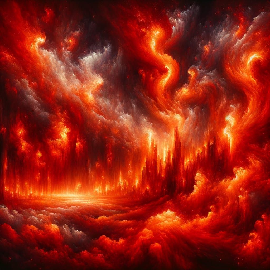 Fiery Red Abstract Masterpiece of Transformation