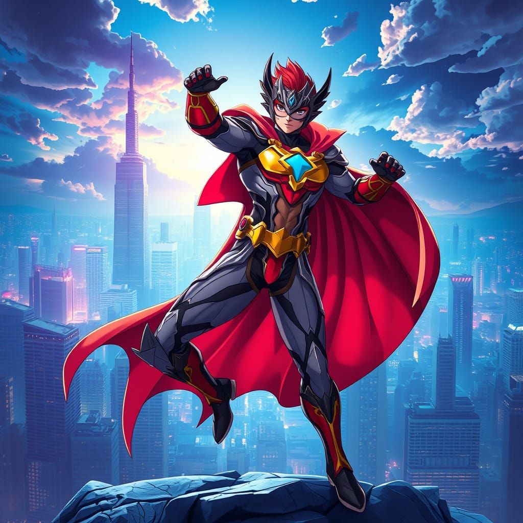 Anime Superhero in Studio Trigger Style