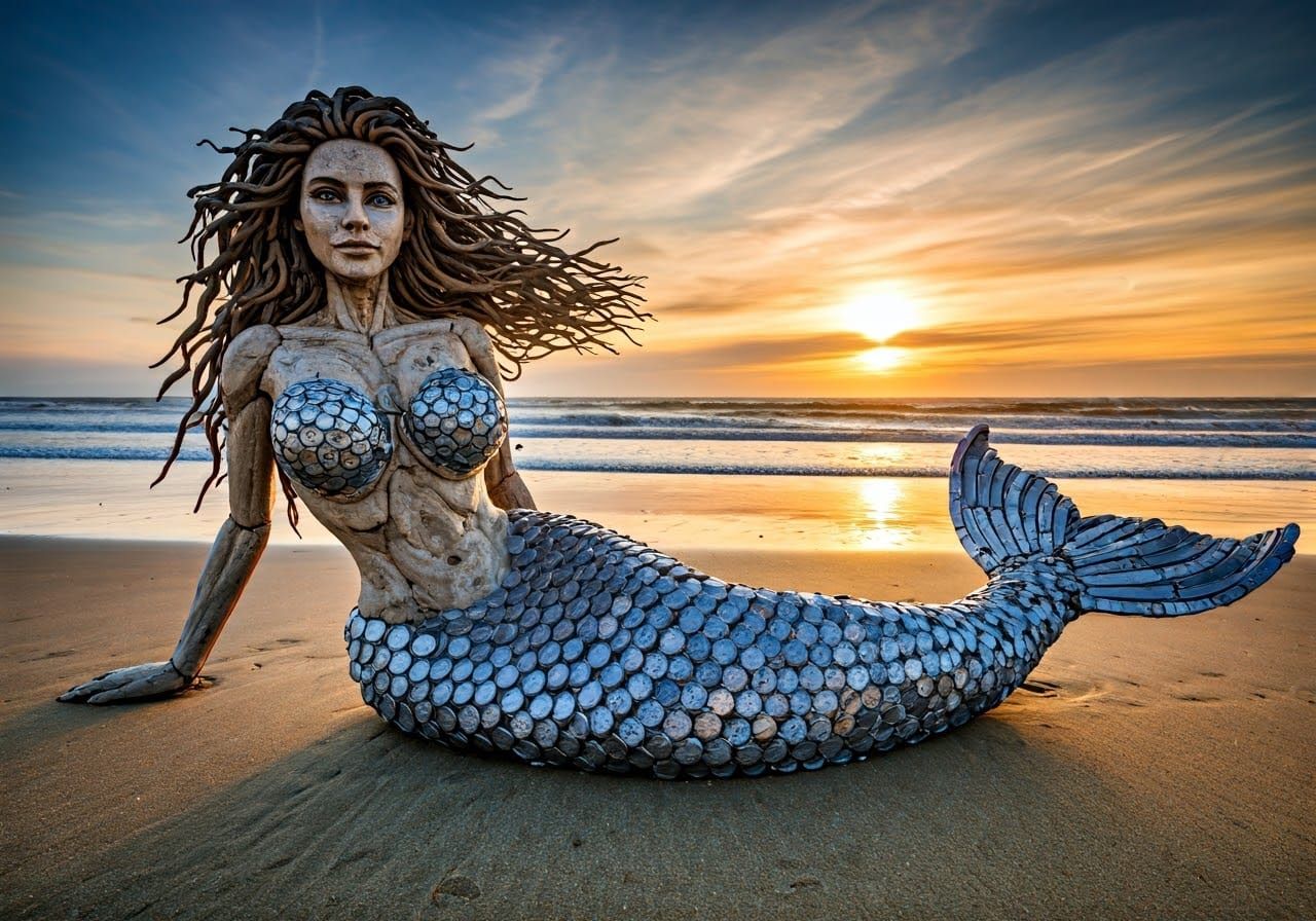 Ethereal Coastal Sculpture in Environmental Art Style