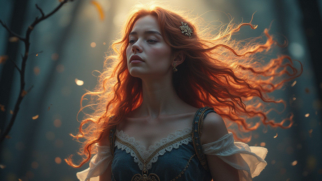 Enchanting Medieval Lady in Radiant Illumination