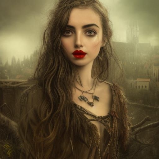 Dark Witch in Medieval German Town