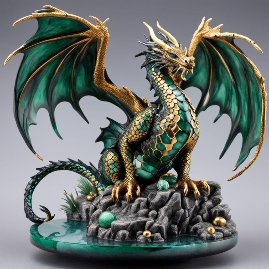 Photorealistic Eastern Dragon with Malachite Scales