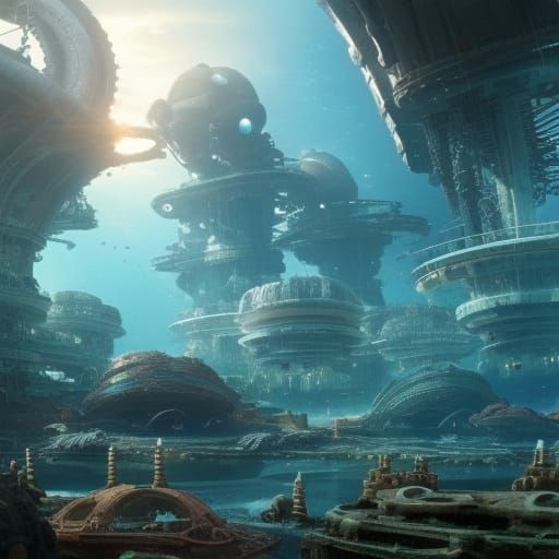 Underwater Sci-Fi City Ruins of Octopod Civilization