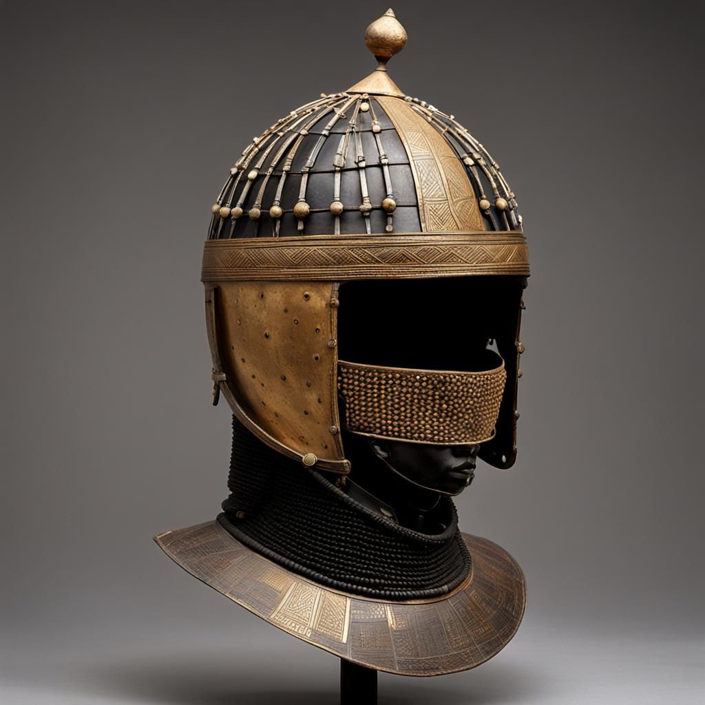 19th century Sudanese Ansari helmet worn by a Sudanese dervish mahdist soldier
