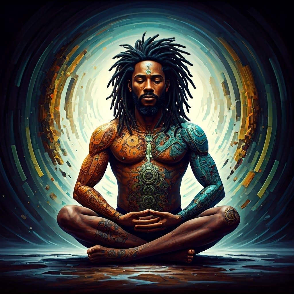 Cyber Caribbean Mystic in Meditation