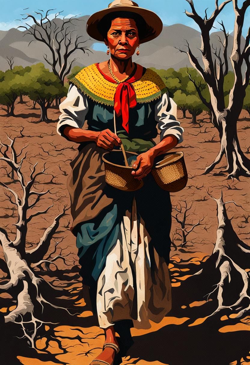 Brazilian Woman in Arid Desert Landscape