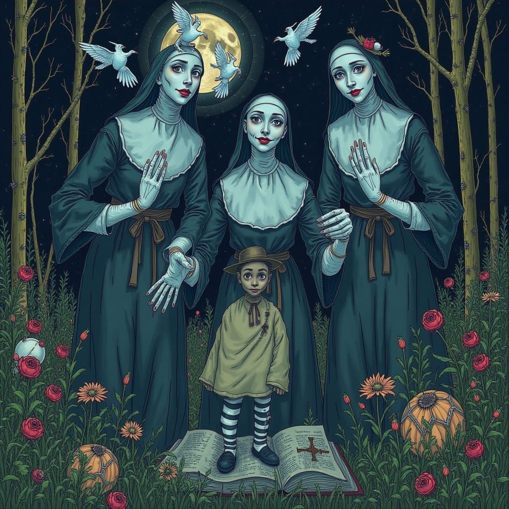 Whimsical Gothic Lament in the Moonlit Night