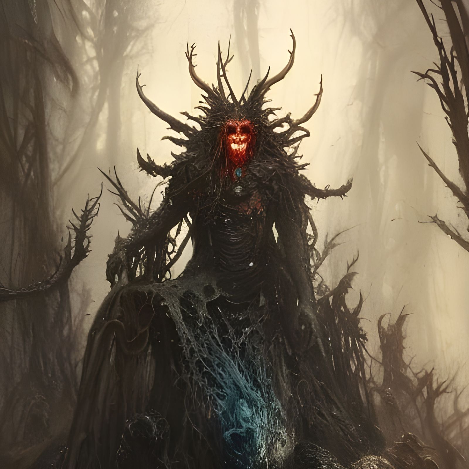 Burning Forest Demon King Queen: Hyperdetailed Dark Fantasy
