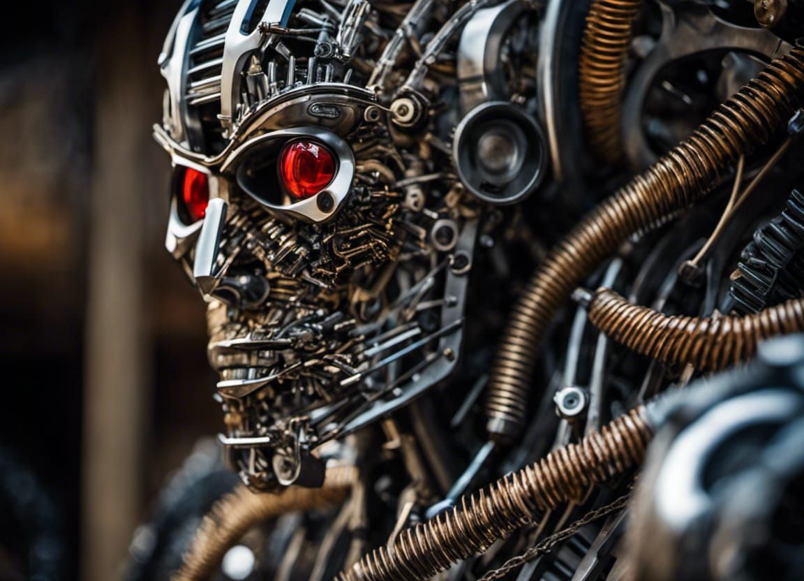 Recycled Metal Tree Man Sculpture in Hyperrealism