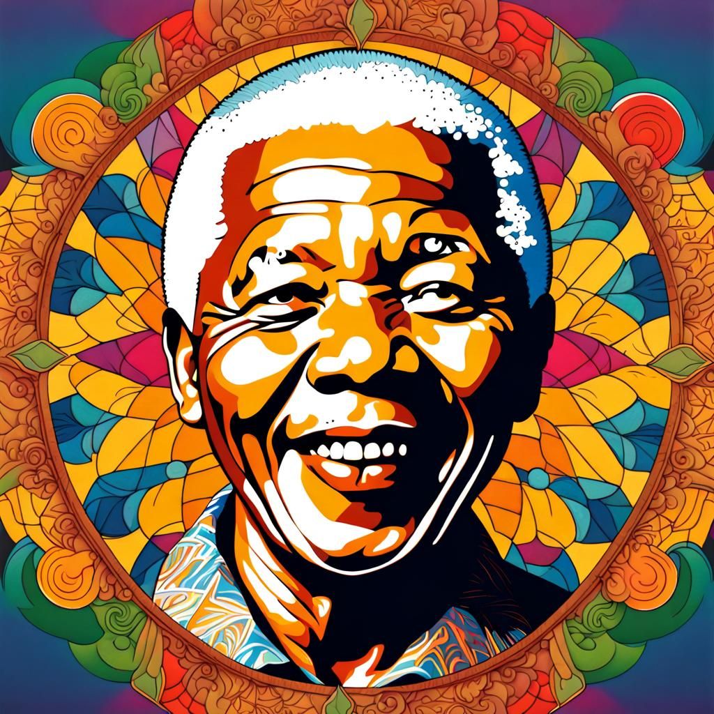 Hyperrealistic Mandala Portrait with Colorful Landscape