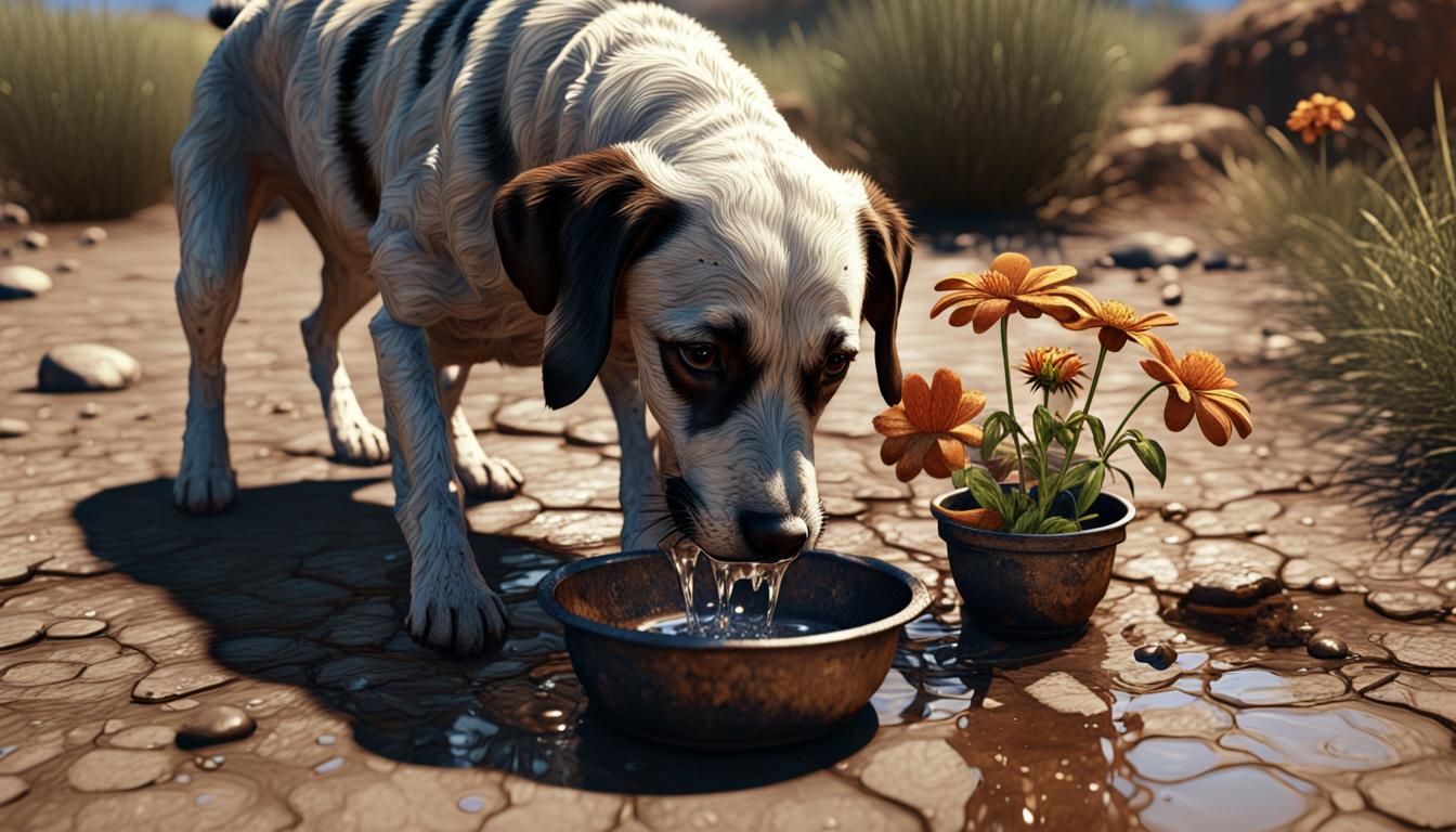 Dog Waters Flower in Arid 3D Landscape