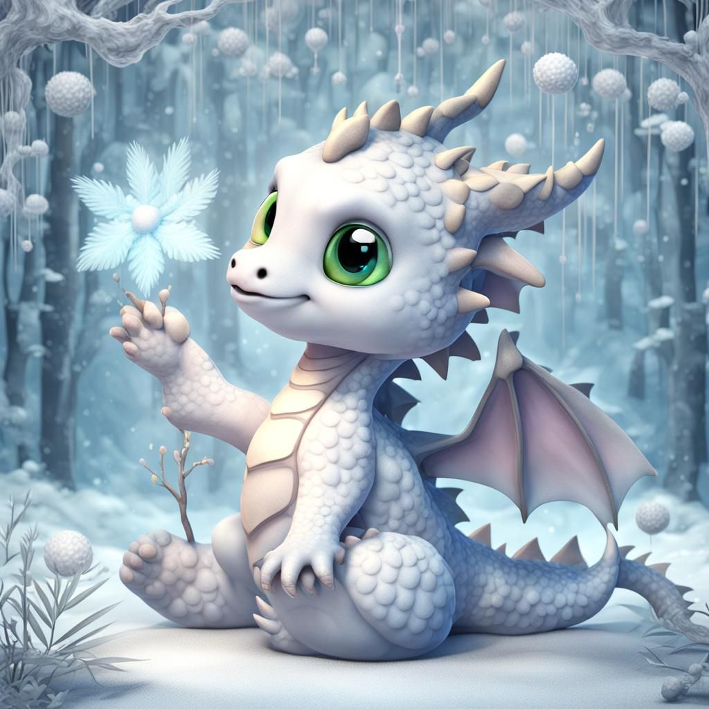 Adorable 3D Baby Dragon Illustration