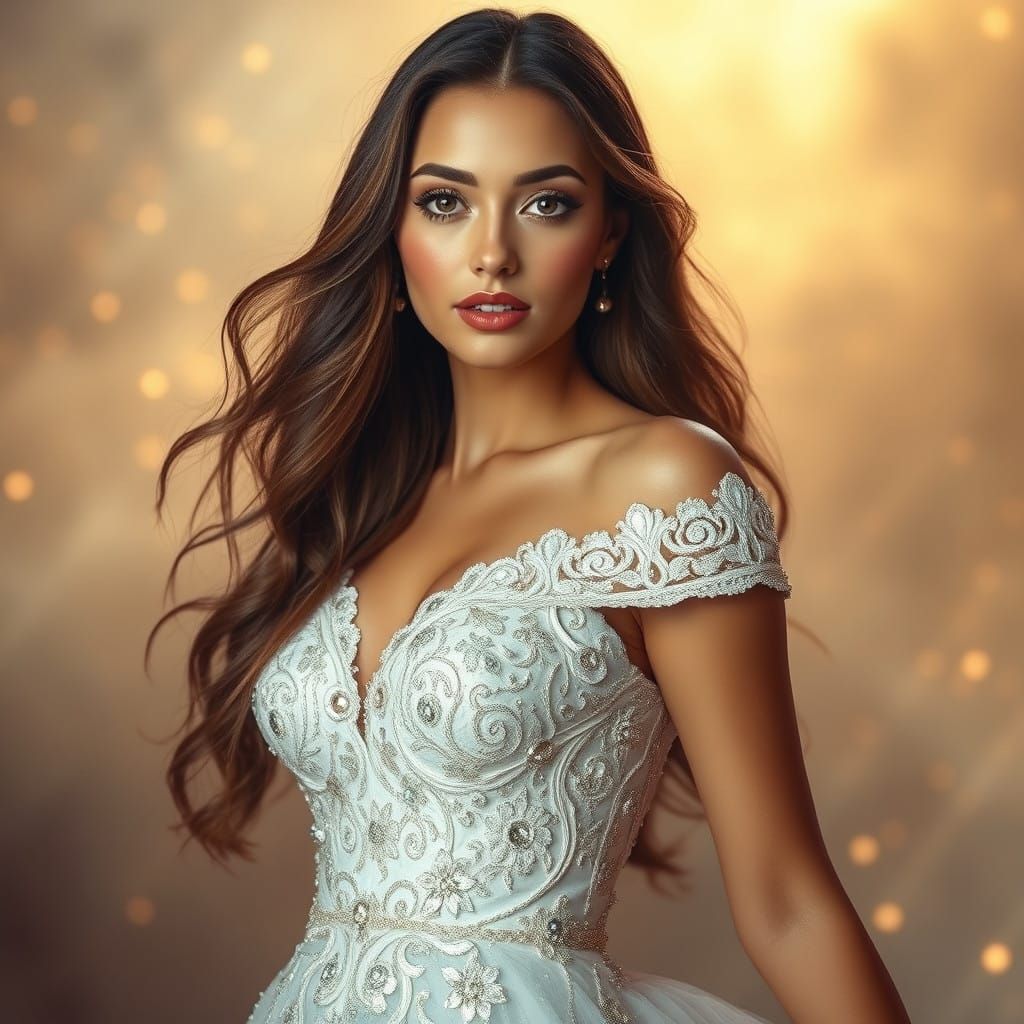 Ethereal Wedding Goddess in Beaded Lace