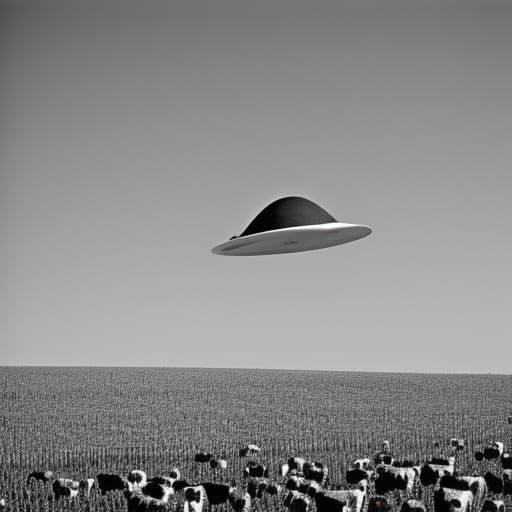 1950s Photo of Flying Saucer Over Farm