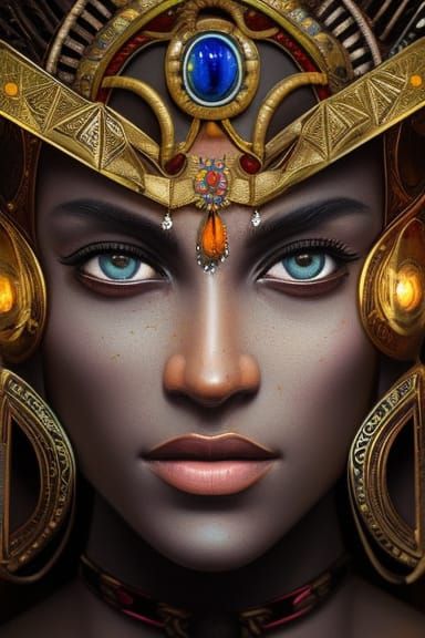 Tonantzin: Aztec Goddess Portrait in Art Nouveau Style