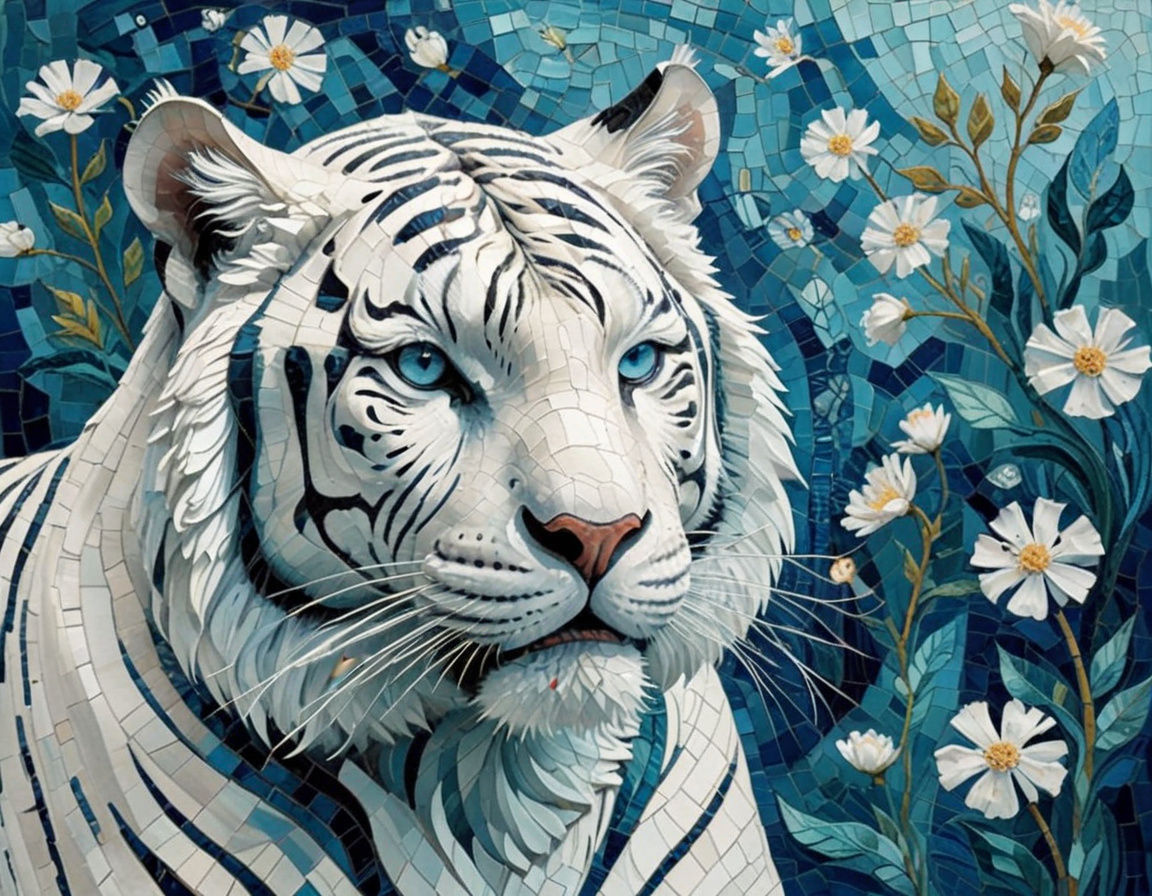(white tiger:1.5), Vincent Van Gogh and Salvador Dali, deep ...