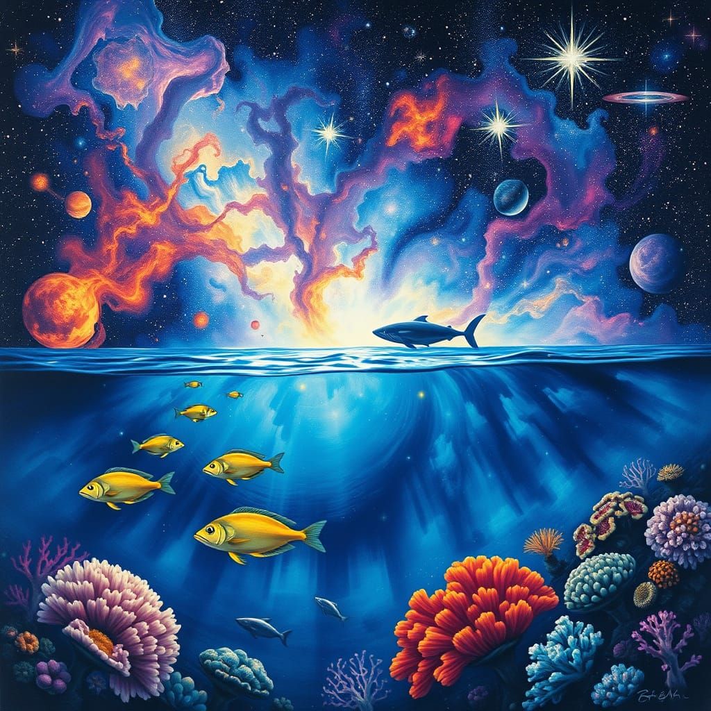 Dreamlike Cosmic Ocean Scene