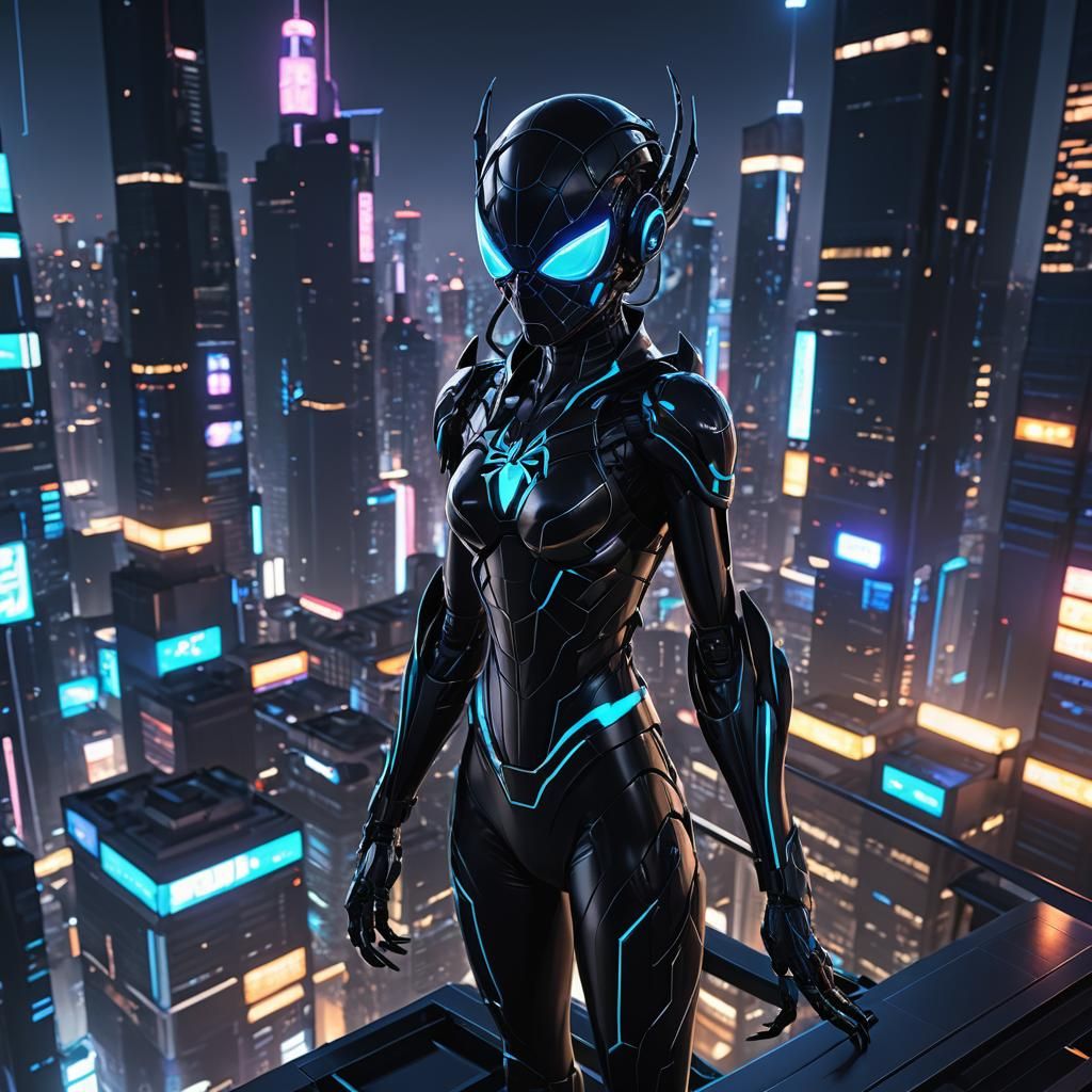 Spider-Baby Creature in Tech Suit, 3D Anime Art