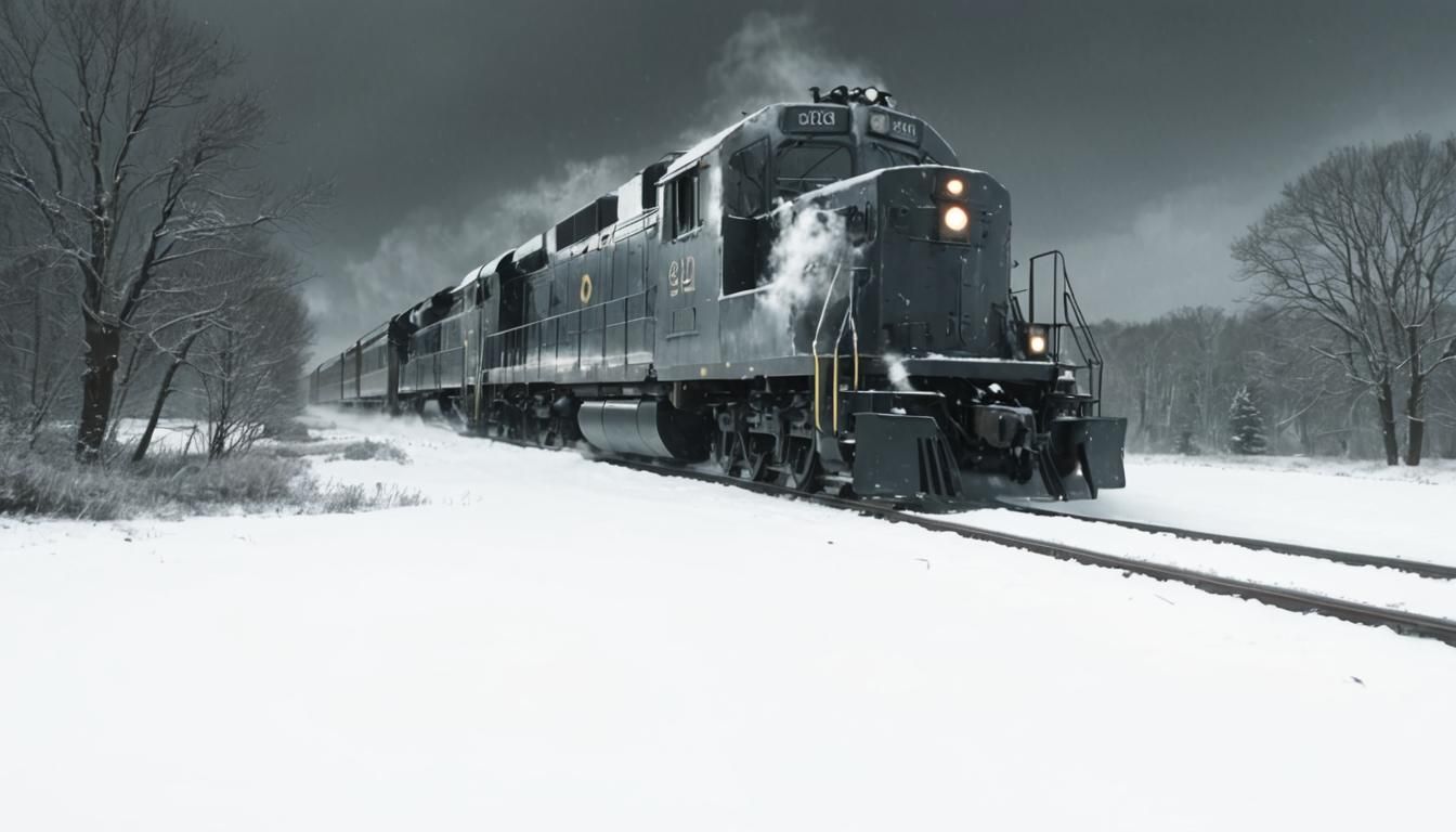 GP38-2 Train in Snowy Steampunk Landscape