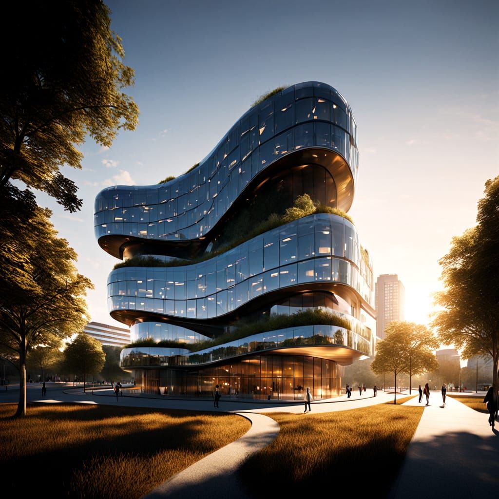 Sustainable Munich Tower in Cyberpunk Style
