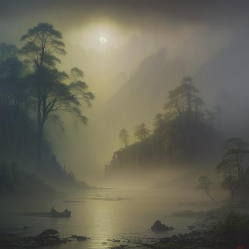 Ethereal Village with Flying Fish: Gurney-Style Oil Painting