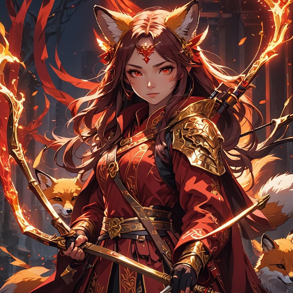 Anime Girl with Glowing Crossbow in Studio Trigger Style