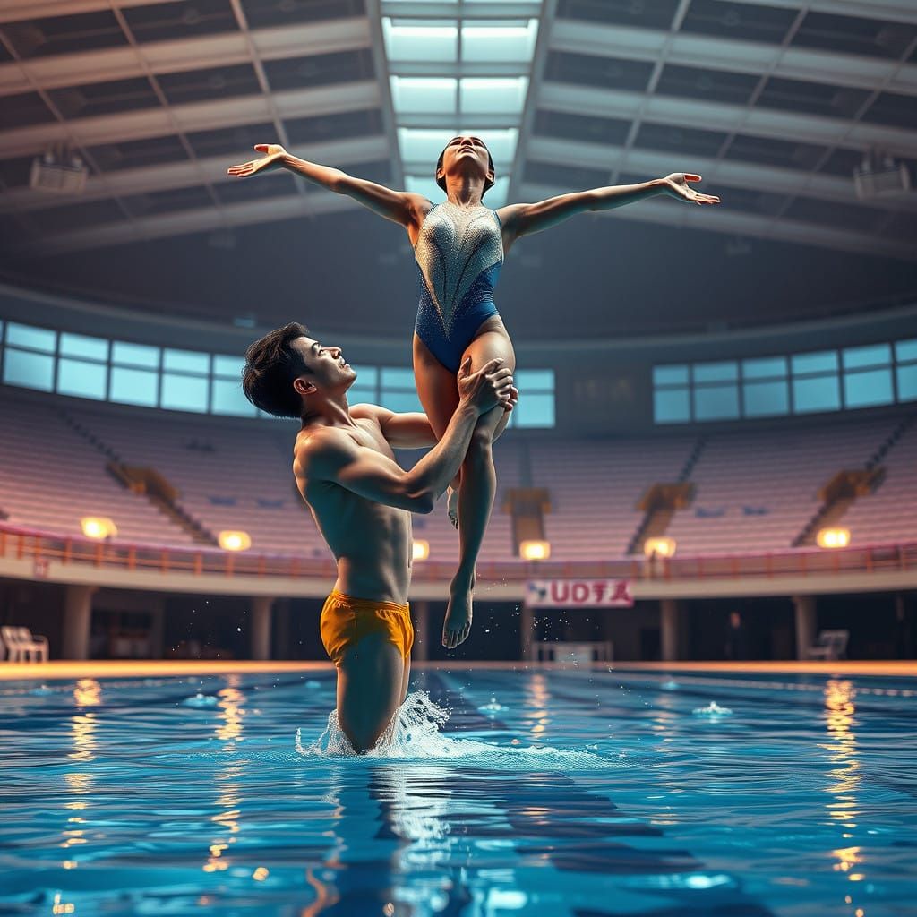 Synchronized South Korean Swimmers Perform in Futuristic Aqu...