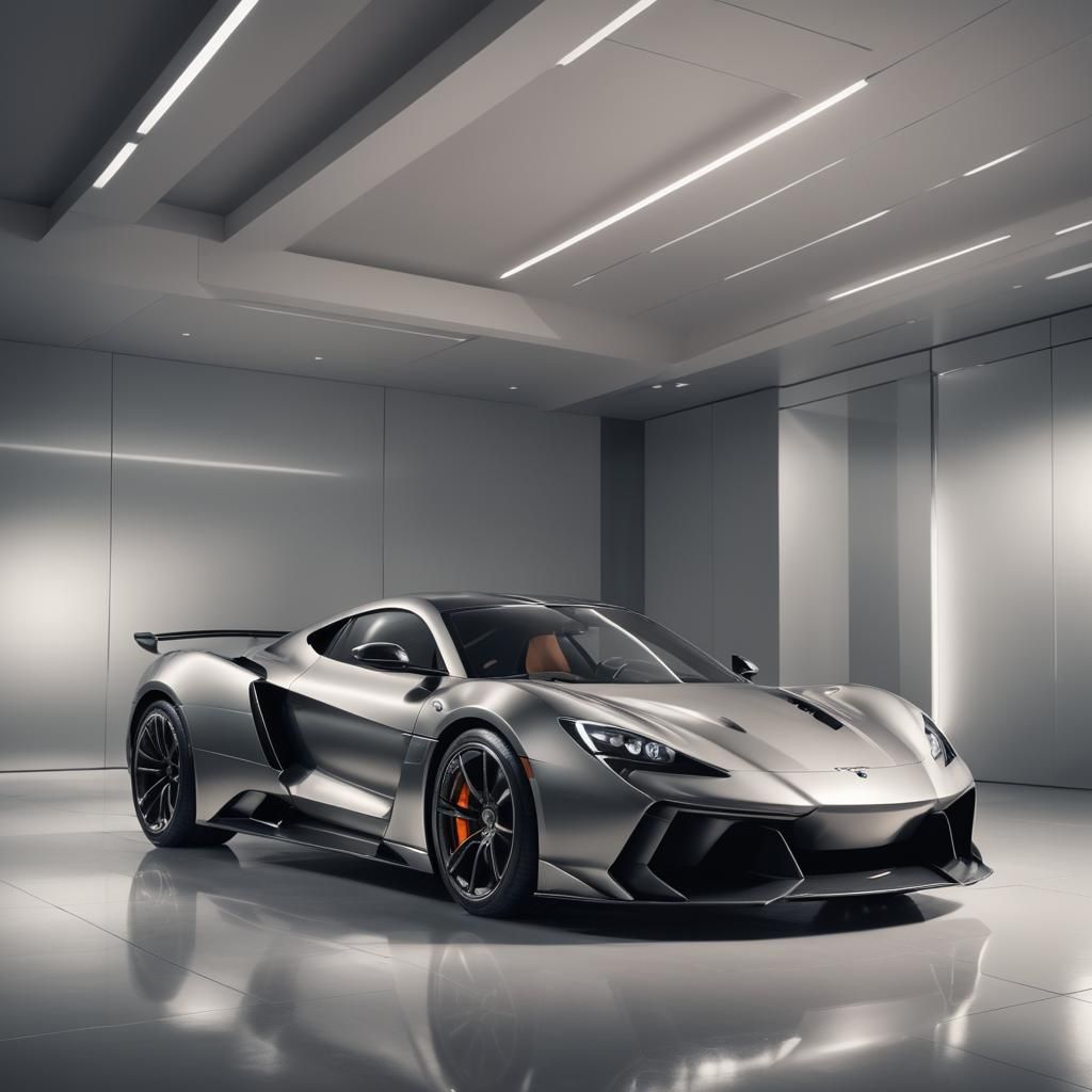 Conceptual Super Sports Car in Studio, Photorealistic Render