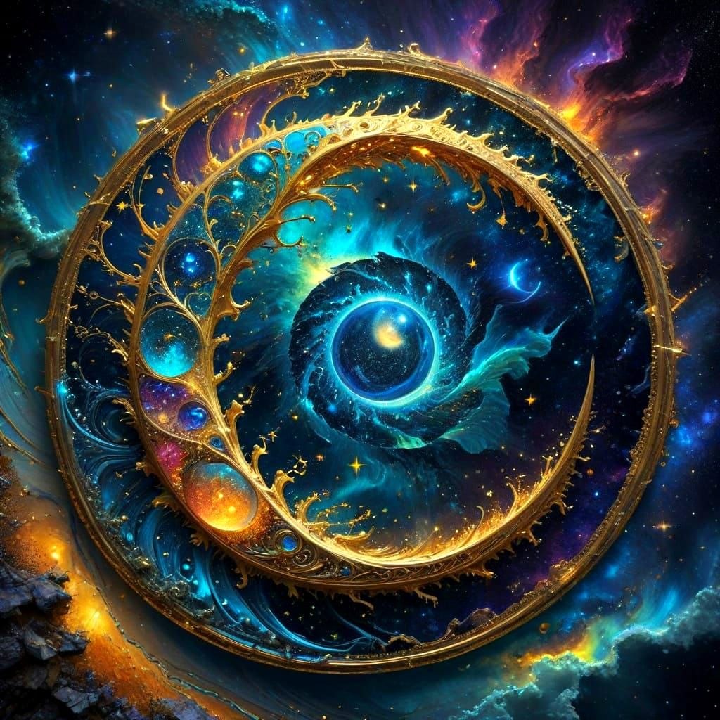 Surreal Stargate Dreamscape in Iridescent Acrylic Pour