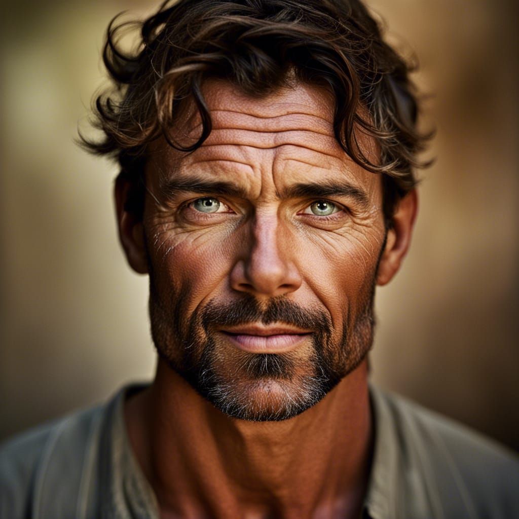 Striking Portrait of a Ruggedly Handsome Man
