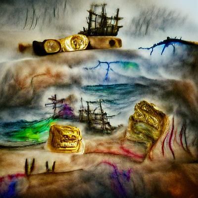 Pirate Shipwreck at World's Edge: Watercolor Treasure Map