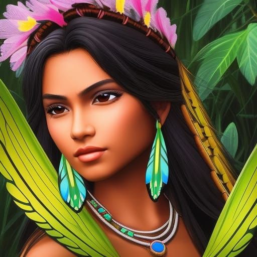 Native American Teen with Dragonfly Wings