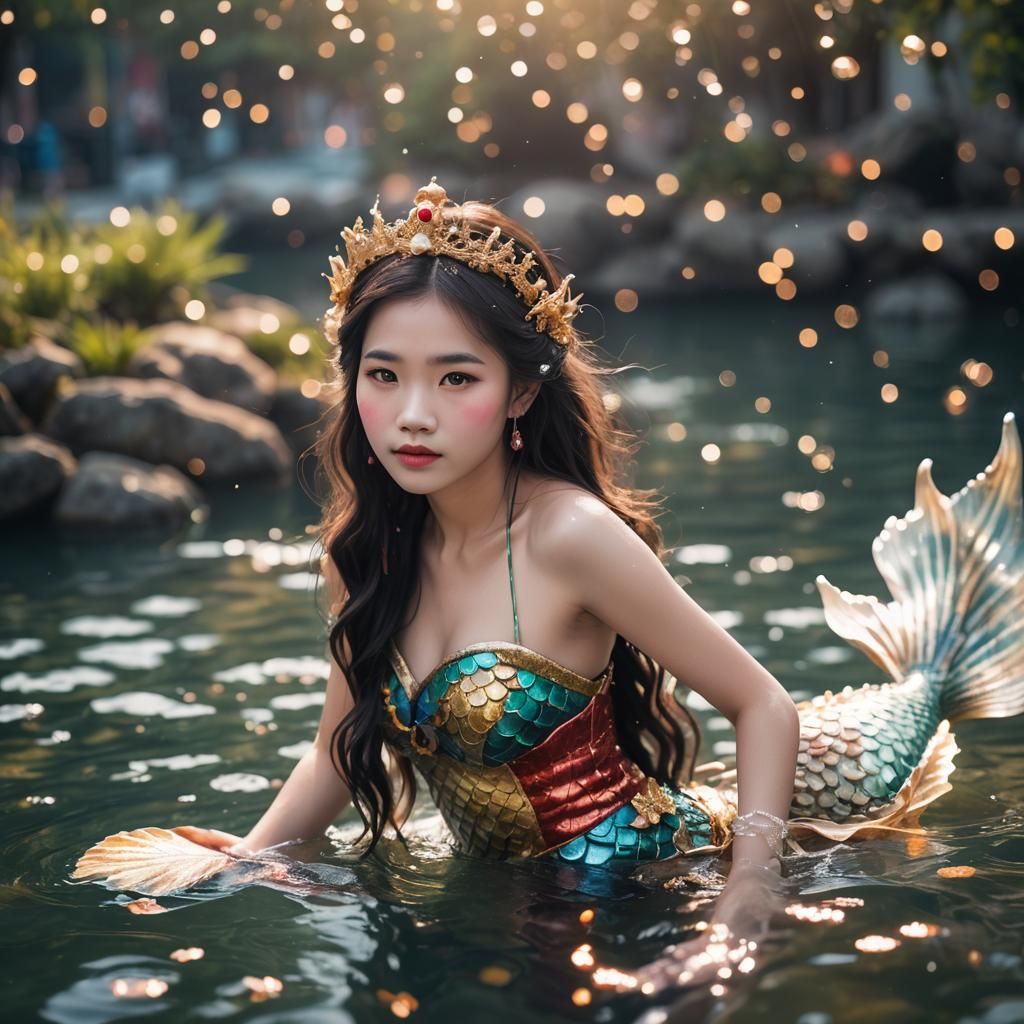 Chinese Mermaid in Professional Photography Style