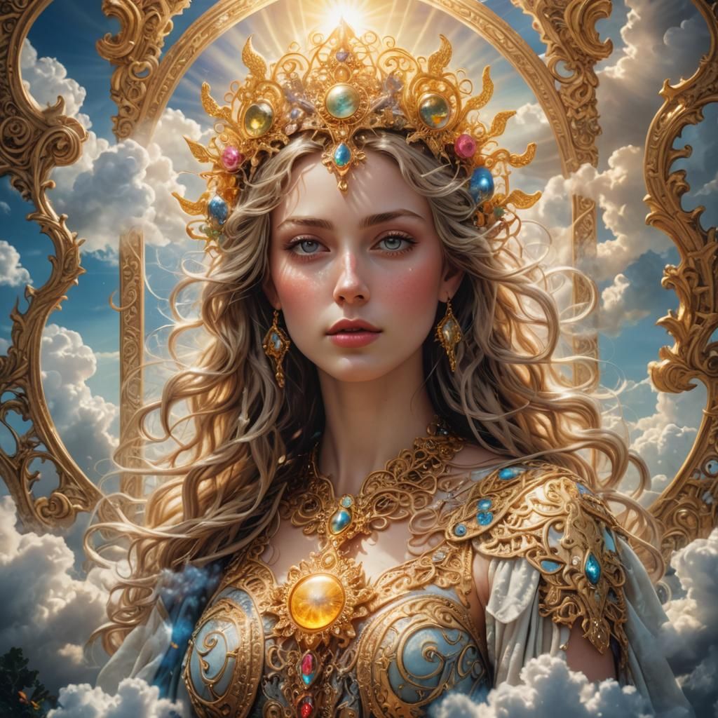 Goddess Portrait: Hyperrealistic Ornate Filigree in Soft Foc...